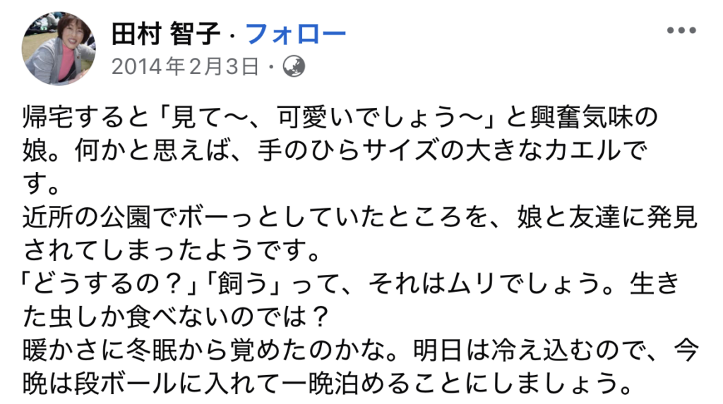 田村智子のFBのスクリーンショット